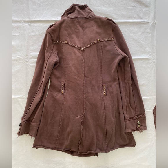 YAG Couture Brown Belted Double Breasted Jacket Y2K Pirate Juniors Large - Picture 2 of 12